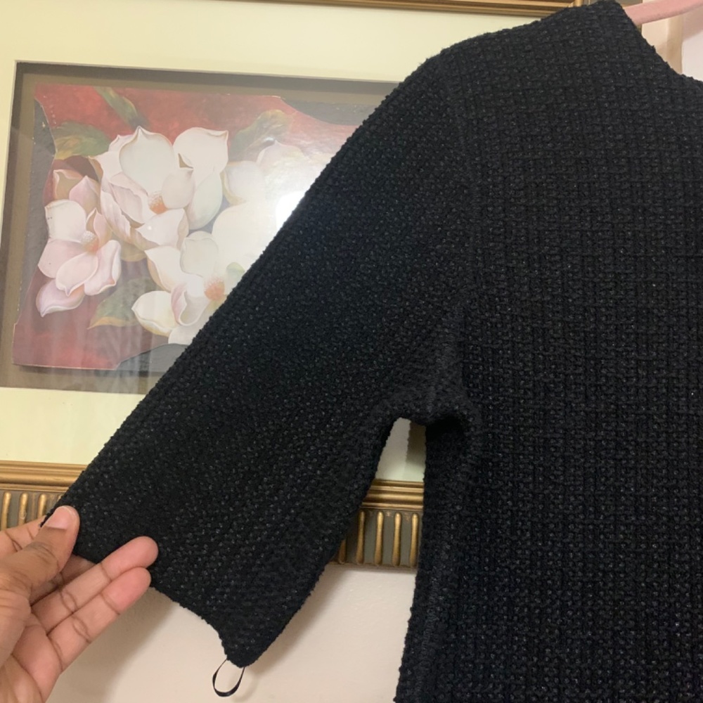 NWT St. John BLACK Formfitting Bouclé-knit Minidress - Size 14 - Picture 8 of 15